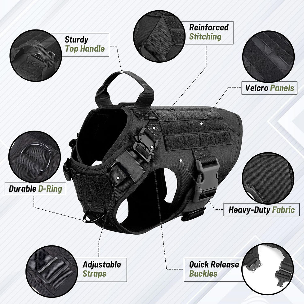 Thumbnail: Tactical Dog Vest Harness – 3-in-1 Collar with Bungee Leash Set