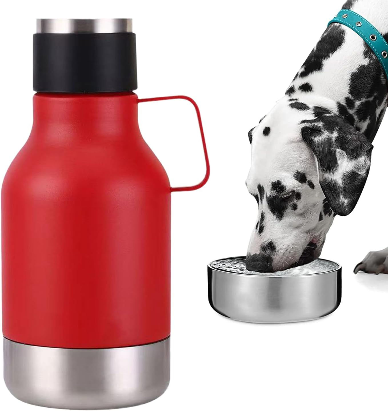 2-in-1 Portable Dog Water Bottle with Bowl | Insulated Stainless Steel