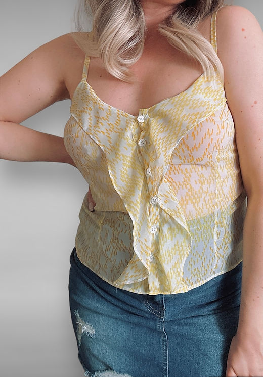 Button front ruffle cami top free sewing pattern