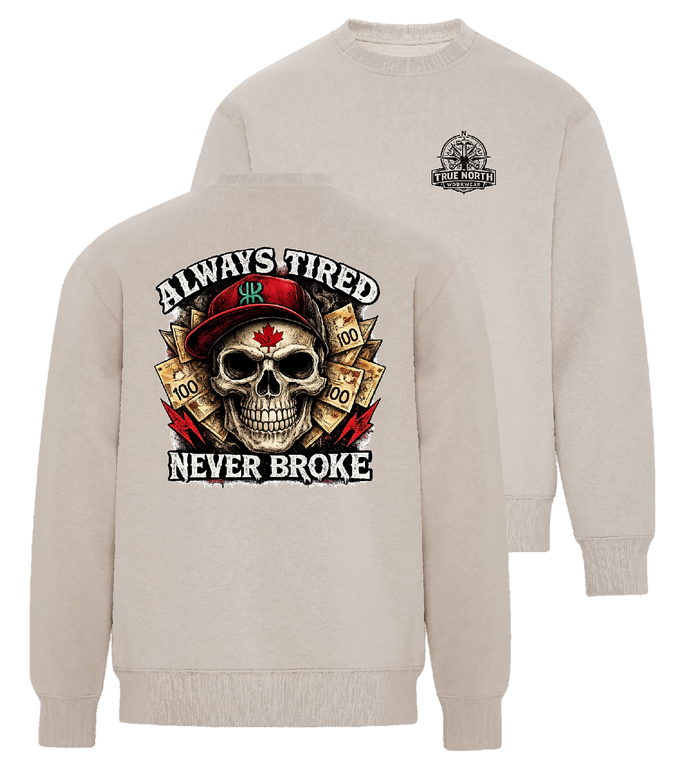 Thumbnail: Pro Work Crewneck  - Always Tired Never Broke Graphic