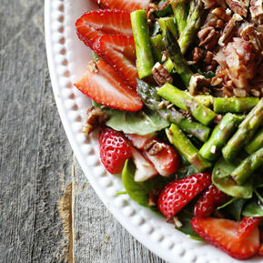 Strawberry, Asparagus & Pancetta Salad with Pomegranate Orange Vinaigrette