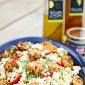 Spanish Grilled Shrimp with Feta & Basil Pasta Salad