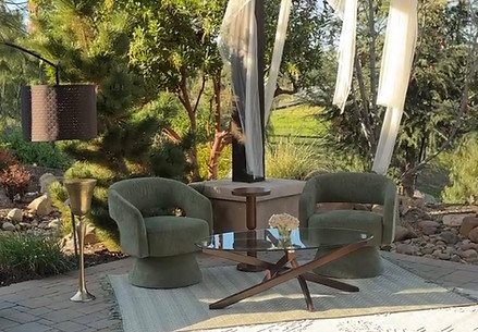 green lush outdoor vignette seating