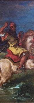 Delacroix ca 1850 Moroccan Horsman Crossing a Ford