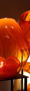 Chihuly 2001 Mikado Orange Basket Set with Slate Black Lip Wraps