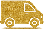 A gold coloured vector illustration of a panel van.