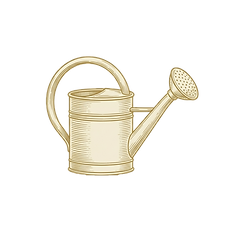 Illustration of watering can representing attention to detail and everyday care.