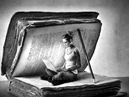 Woman reading inside a book