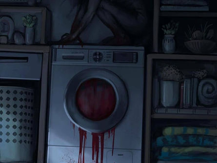 creepy creature ontop of washer