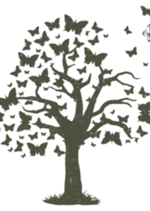 Tree with butterflies flying away