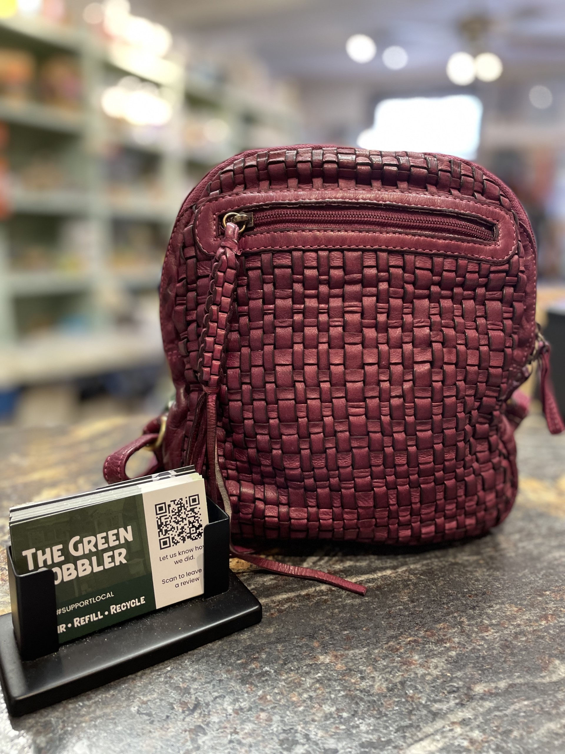 ROWALLAN Unique Woven Leather Backpack - Purple