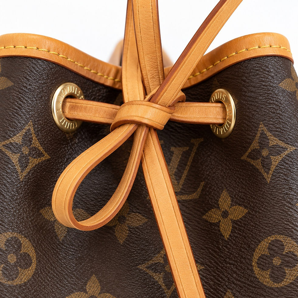Handgefertigtes Vachetta-Lederzugband an Louis Vuitton Noé