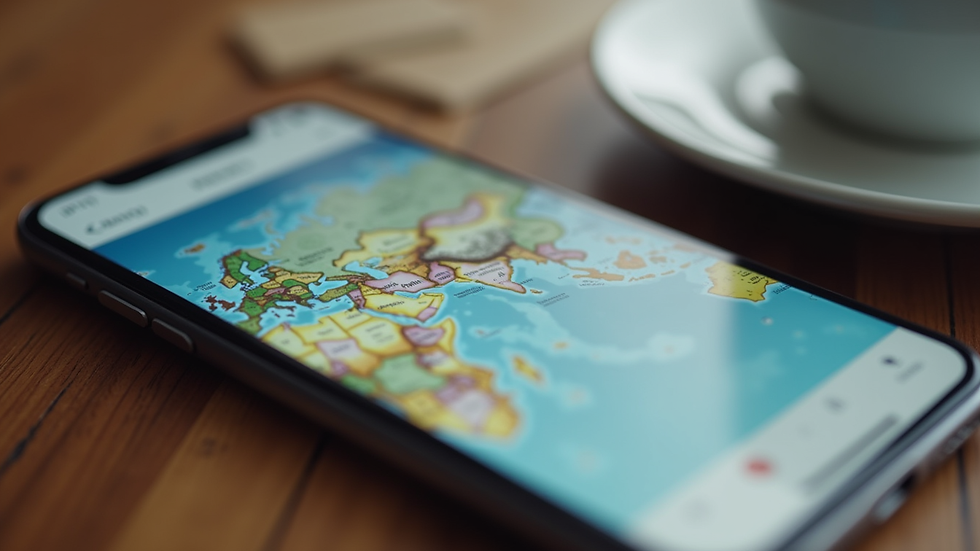Close-up view of a smartphone showing a travel itinerary app