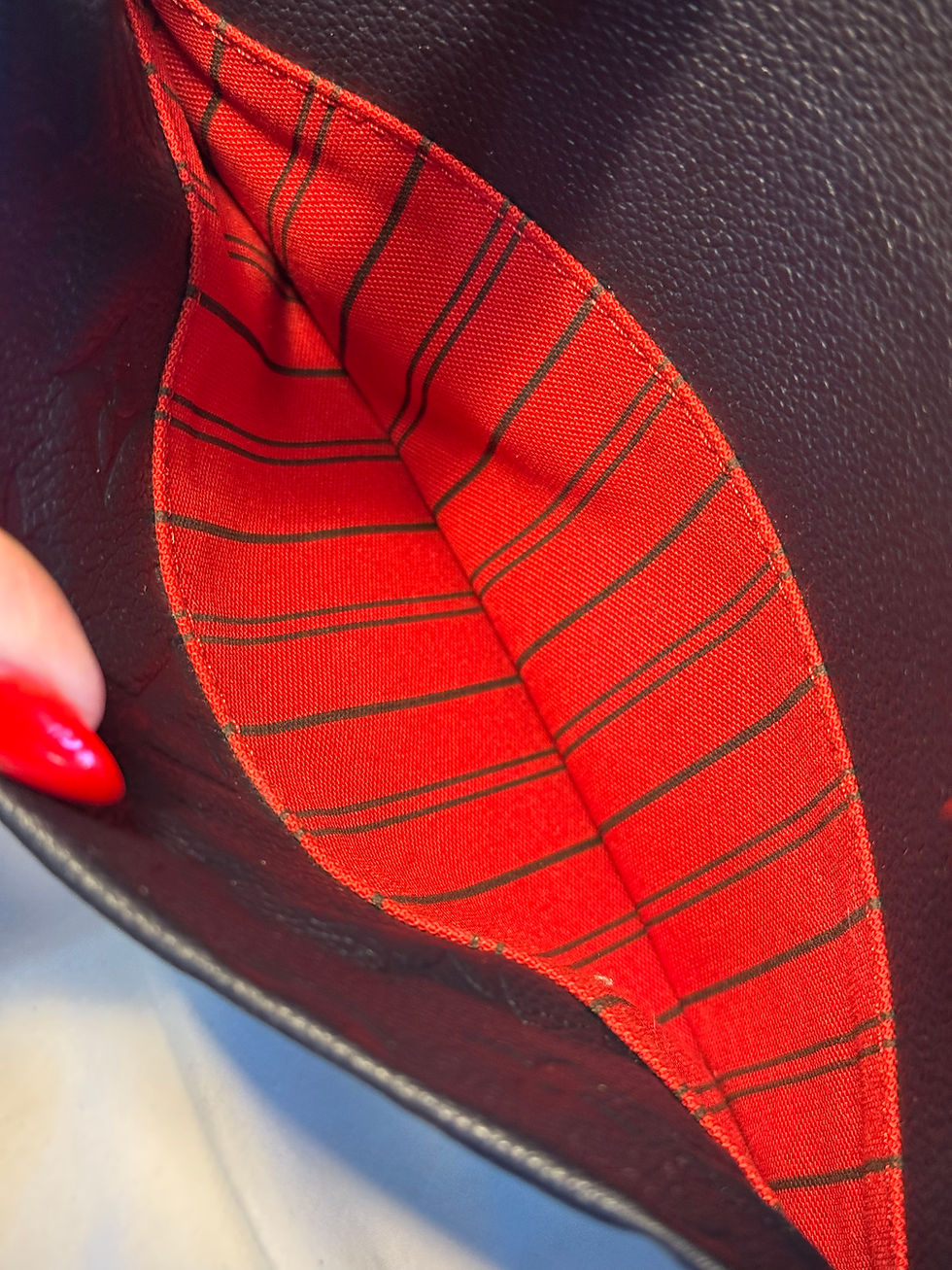 Thumbnail: Speedy 25 Monogram Empreinte Bandouliere Marine Rouge