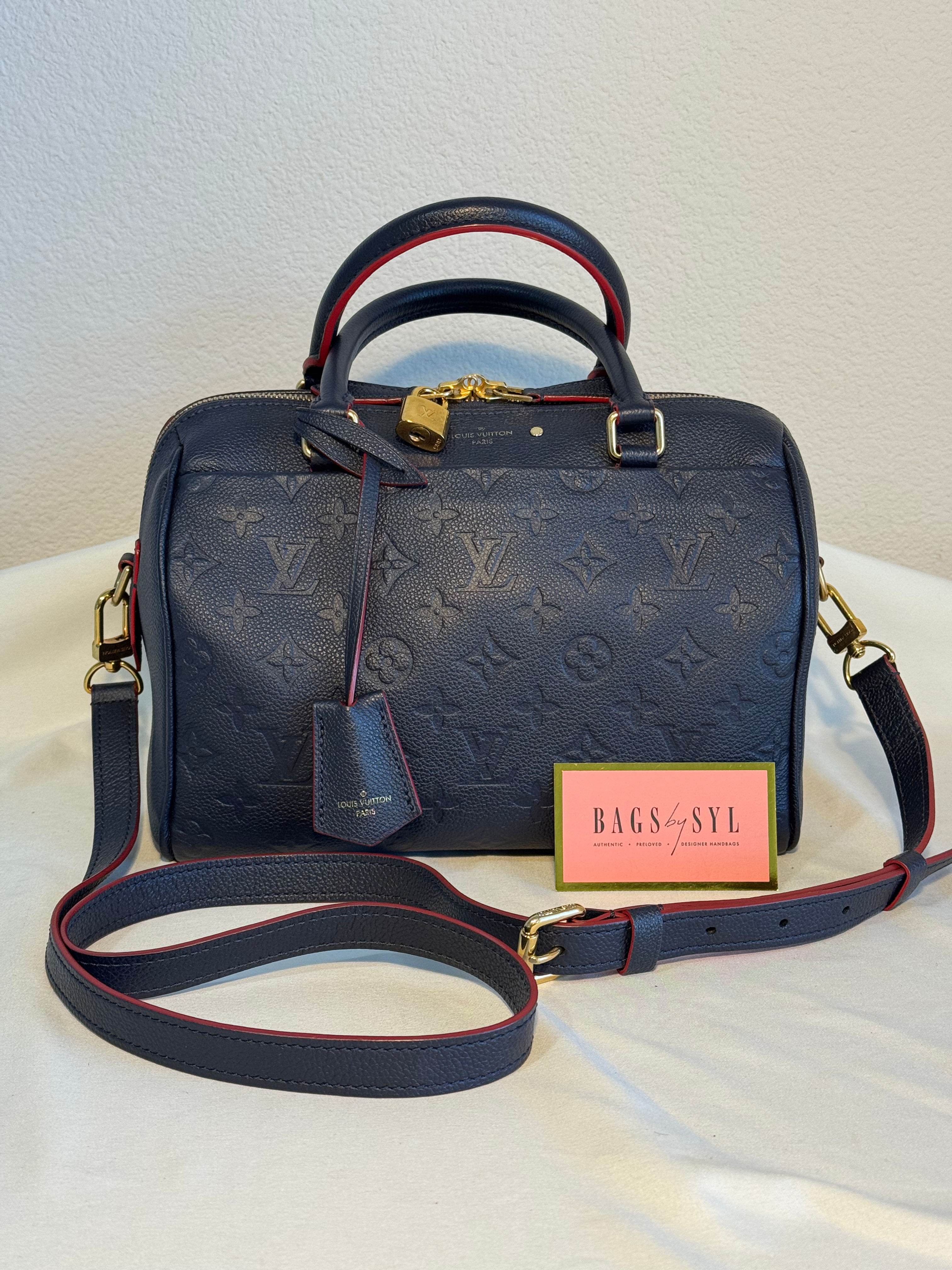 Speedy 25 Monogram Empreinte Bandouliere Marine Rouge