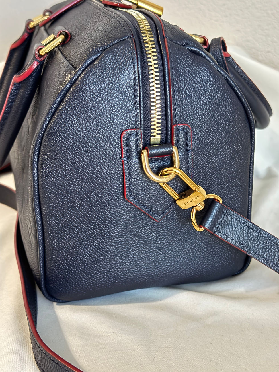 Thumbnail: Speedy 25 Monogram Empreinte Bandouliere Marine Rouge