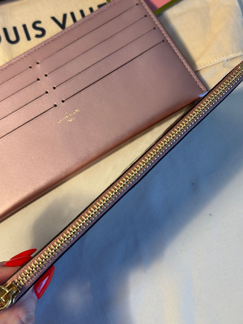 Thumbnail: Felicie Pochette Monogram Vernis Leather Metallic Rose Pale