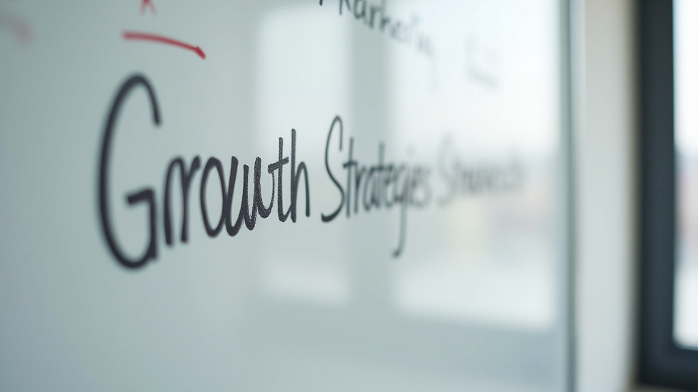 Close-up view of a whiteboard with marketing growth strategies