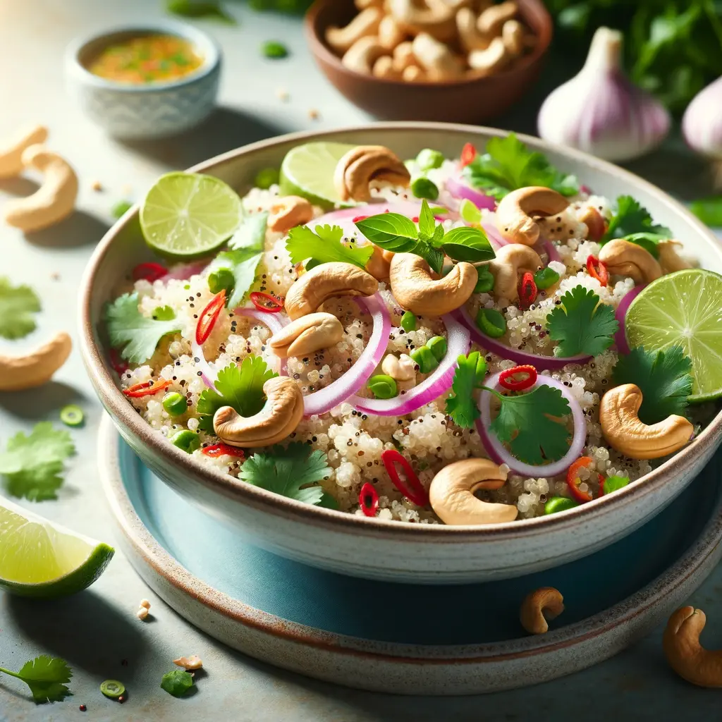 Salade de quinoa aux saveurs thaïes et noix de cajous