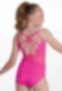 Mesh Waist O-Ring Back Leotard (Pink)