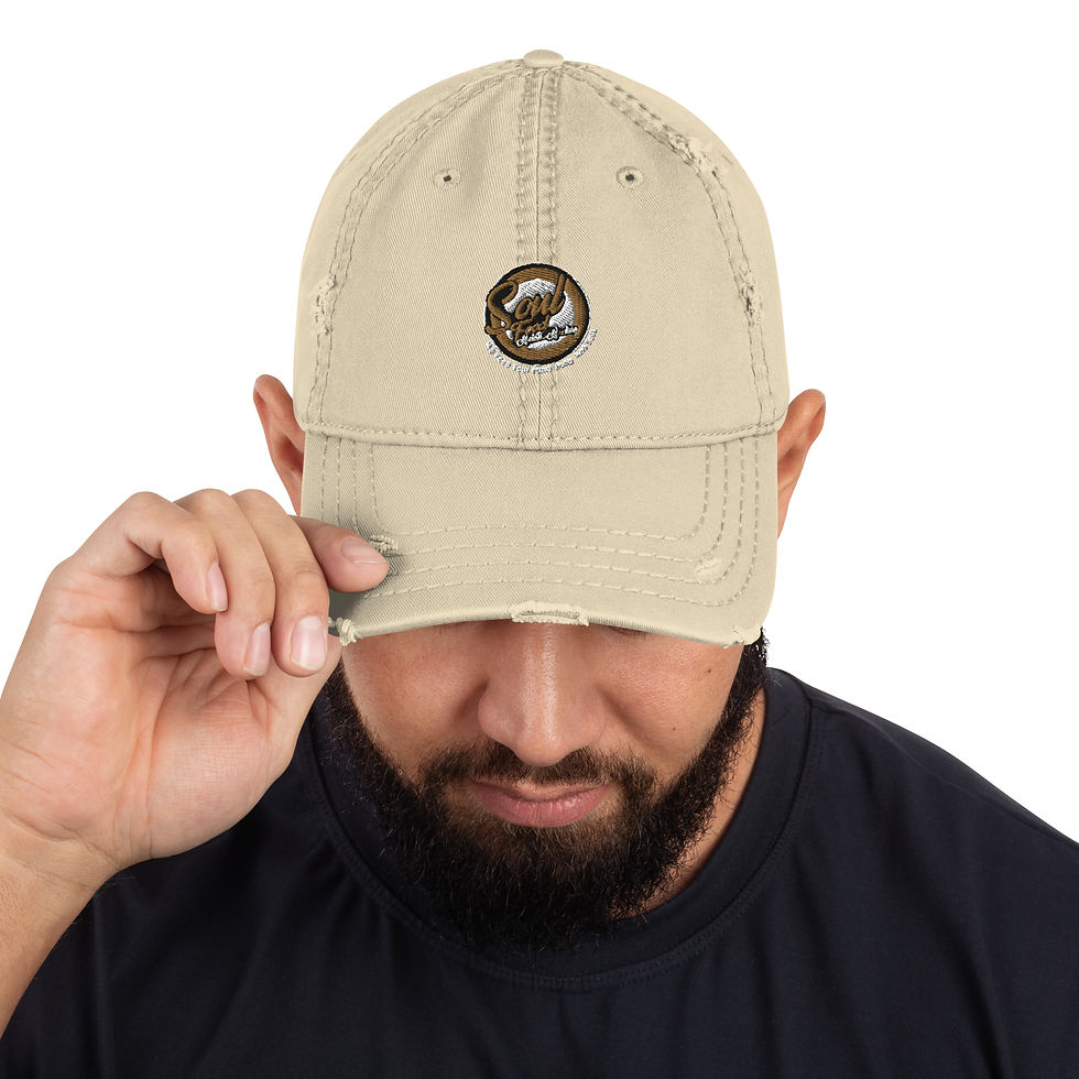 Thumbnail: We Feed Your Mind, Body, & Soul Distressed Dad Hat