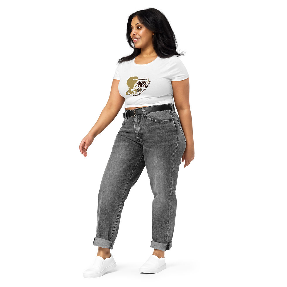 Thumbnail: Your Favorite AuntTea Women’s Crop Tee in Gold Design