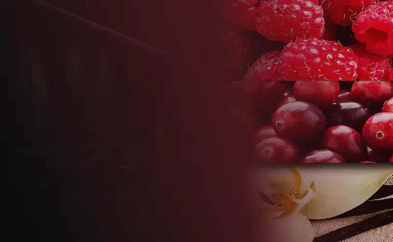 Fruitige, wrange geur van verse bessen, smakelijk en stemmingsverhogend. Een fruitige ervaring.