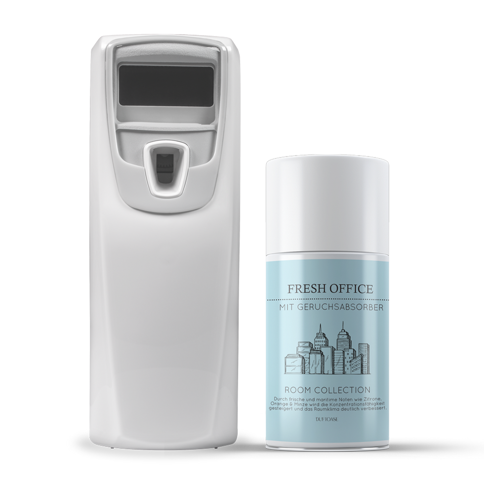 Aerosol und Dispenser Clean Air Duftspray von REIMA AirConcept für reimarom Dispenser