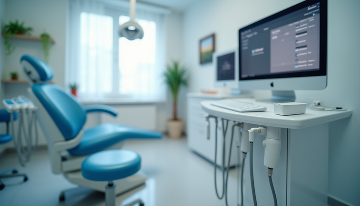 Vista frontale di uno studio dentistico a Torino con apparecchiatura laser per trattamenti parodontali