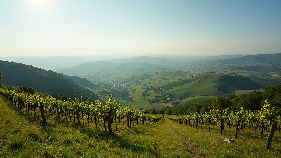 Vista panoramica delle colline del Monferrato con vigneti e borghi