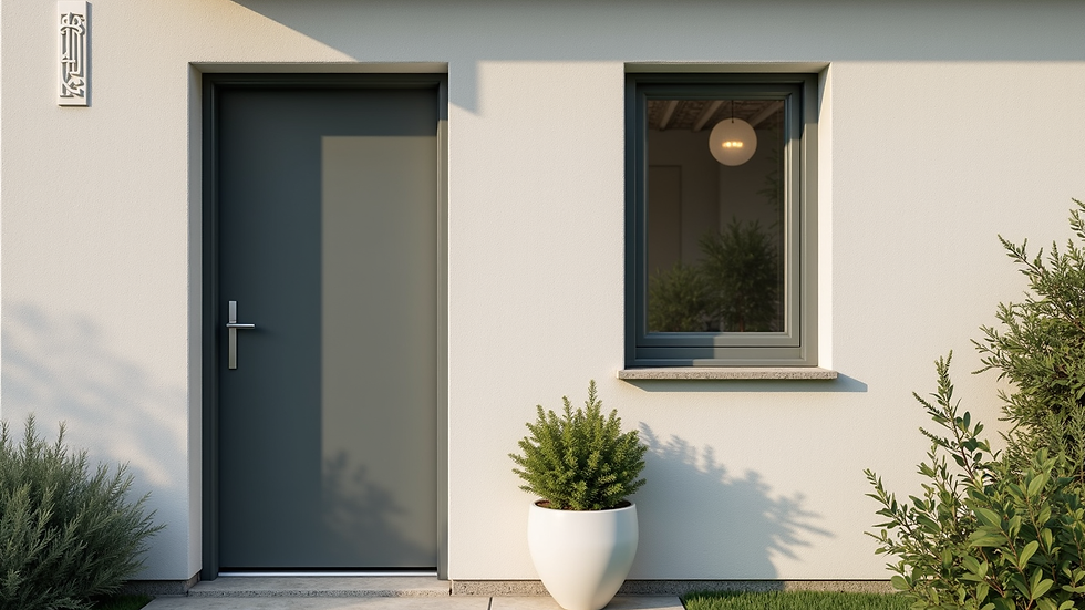 Vista laterale di una porta finestra in PVC con vetro basso emissivo installata in una casa torinese