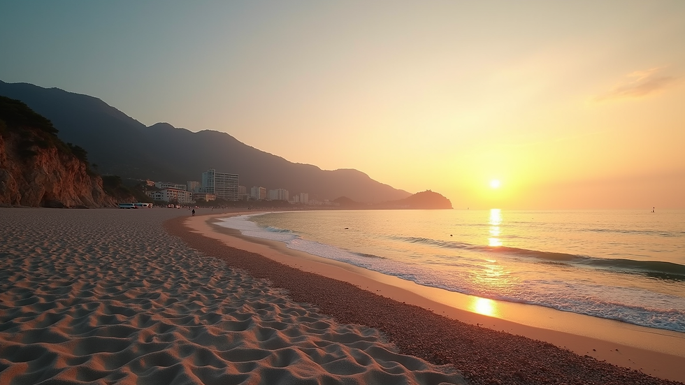 Vista panoramica della spiaggia di Loano al tramonto