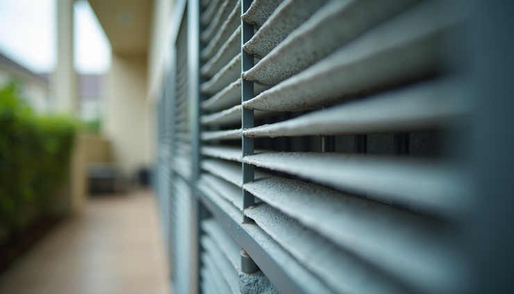 Vista ravvicinata di filtro aria condizionata pulito e ben mantenuto