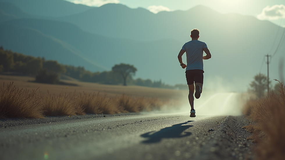 Runner che taglia il traguardo di un'ultramaratona con espressione di soddisfazione