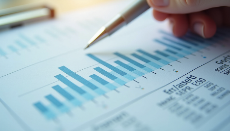 Vista ravvicinata di un grafico finanziario con dati di costi aziendali