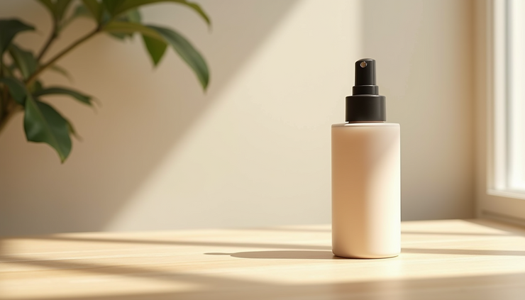 Vista ravvicinata di un flacone di gel tonificante Ciapèt su una superficie in legno chiaro