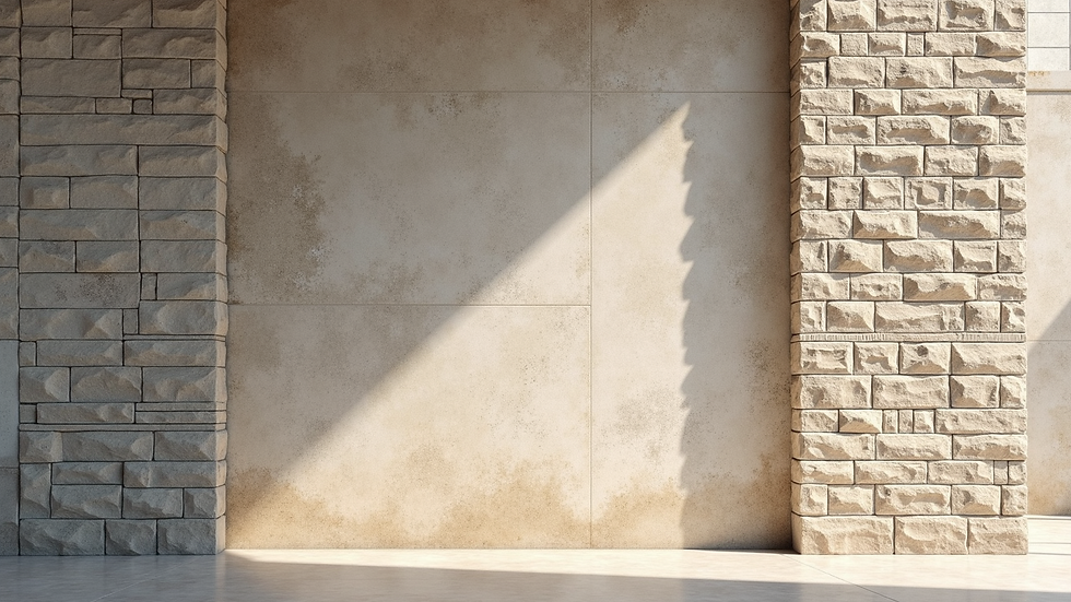 Dettaglio di un muro in pietra restaurato con travi in legno a vista