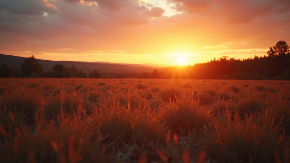 Vista panoramica di un paesaggio naturale al tramonto