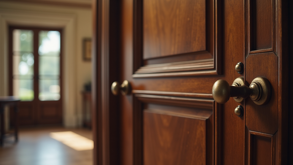 Vista ravvicinata di una porta in legno elegante