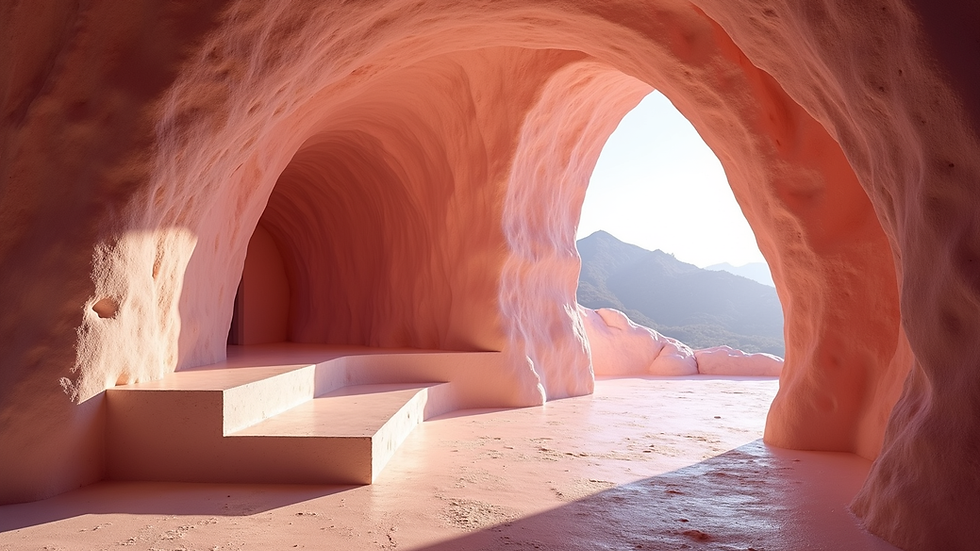 Vista interna della Grotta di Sale dell’Himalaya a Villa Beatrice, con pareti di cristalli rosa e luci soffuse