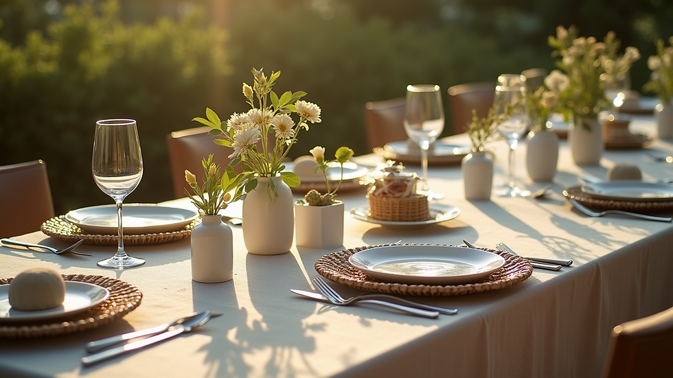 High angle view of a sustainable event setup with eco-friendly materials