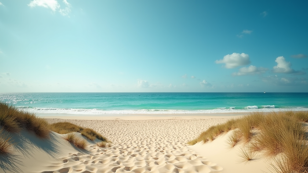 Vista panoramica di una spiaggia di Boa Vista con acque cristalline e sabbia dorata