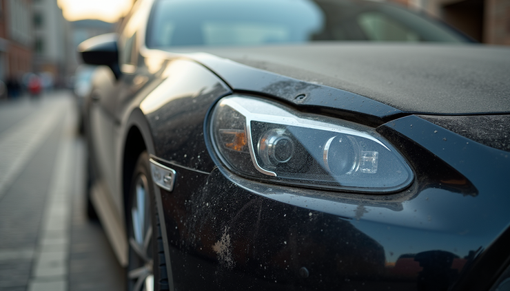 Vista ravvicinata di una carrozzeria con segni di usura dovuti a micro-vibrazioni