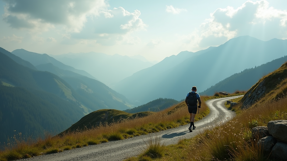 Vista panoramica di un sentiero di montagna per ultramaratona