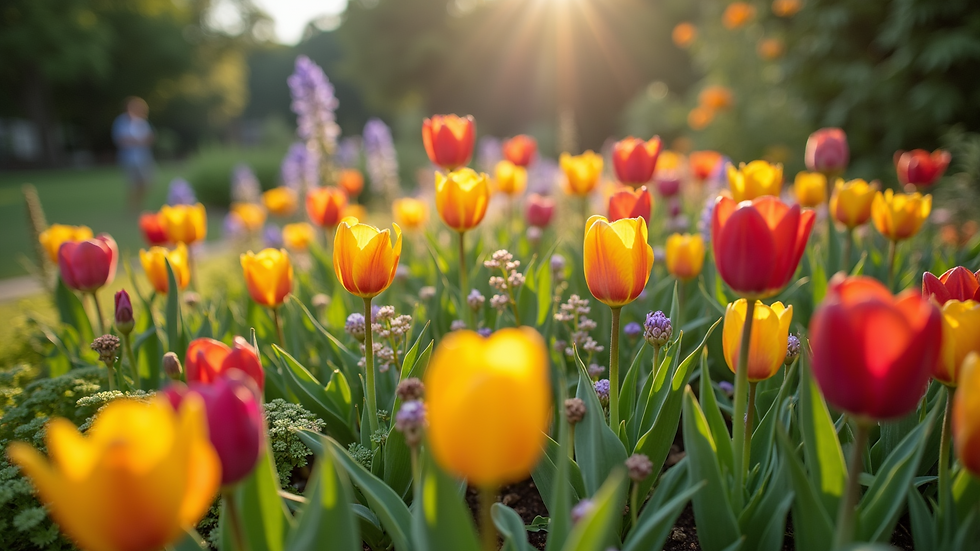 Vista ravvicinata di un'aiuola fiorita con piante colorate