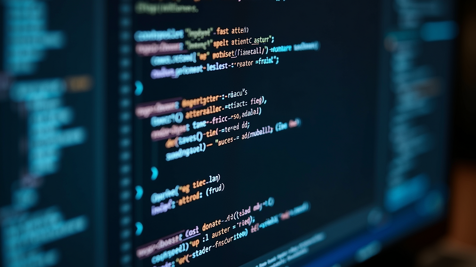 High angle view of a computer screen displaying code