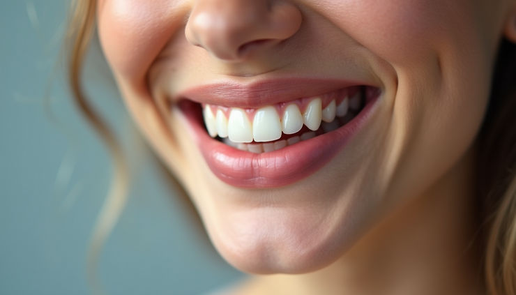 Vista ravvicinata di un sorriso luminoso con denti sani