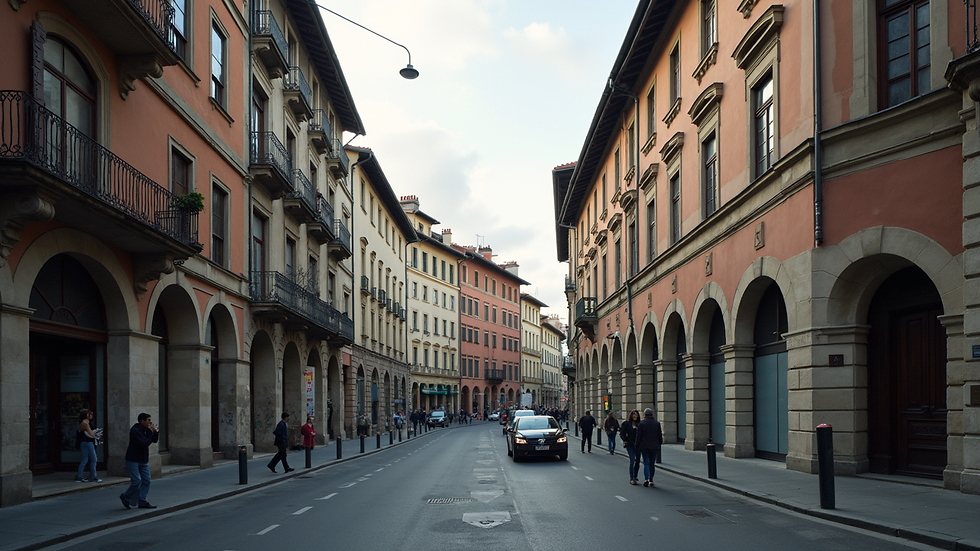 Vista dall’alto di quartiere residenziale a Torino con edifici moderni e storici