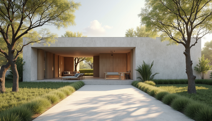 Vista a livello occhi di una scena esterna con illuminazione naturale e ombre realistiche