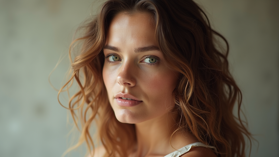 Primo piano di capelli trattati con henné naturale, lucenti e sani